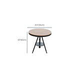 Modern Small Outdoor Round Brown Patio Table with Shelf #size