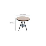 Modern Small Outdoor Round Brown Patio Table with Shelf Image - 8