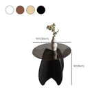Modern Small Round Gray Glass Coffee Table with Wood Base #size