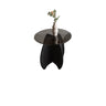 Modern Small Round Gray Glass Coffee Table with Wood Base Image - 2