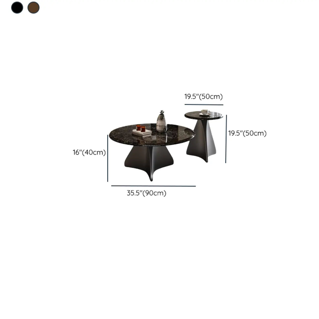 Modern Small Round Polished Stone Stain-Resist Coffee Table Image - 13