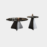 Modern Small Round Polished Stone Stain-Resist Coffee Table Image - 7