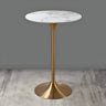 23.6"L x 23.6"W x 41.3"H White-Gray Table Only Round Modern Small Round Scratch Resistant Gold Base Bar Table Image - 8
