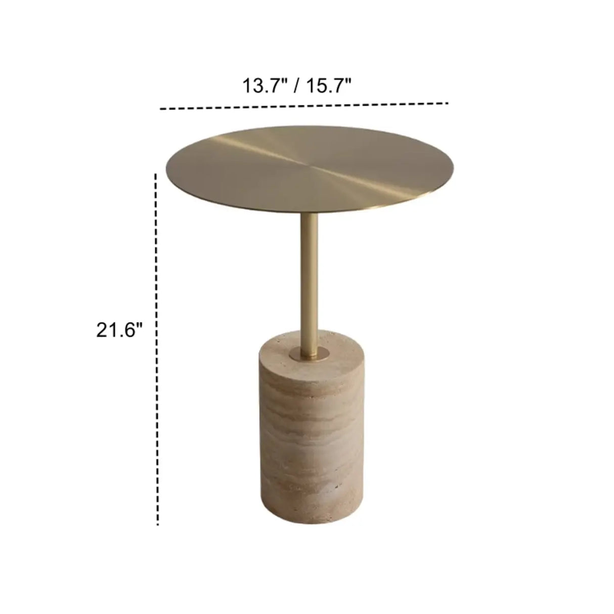 Modern Small Round Travertine Base Outdoor Patio Side Table Image - 10