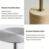 Modern Small Round Travertine Base Outdoor Patio Side Table Image - 3