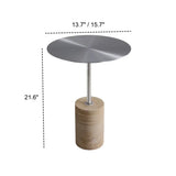 Modern Small Round Travertine Base Outdoor Patio Side Table #size