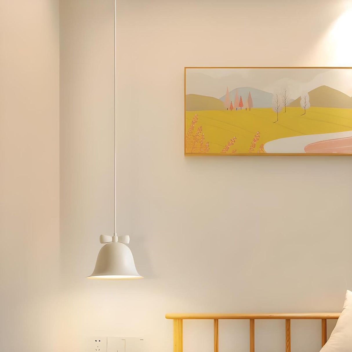 Modern Soft Macaron Bell Metal Bedroom Pendant Light Image - 4