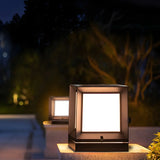 Modern Solar Square Metal Outdoor Pathway Post Light Image - 1