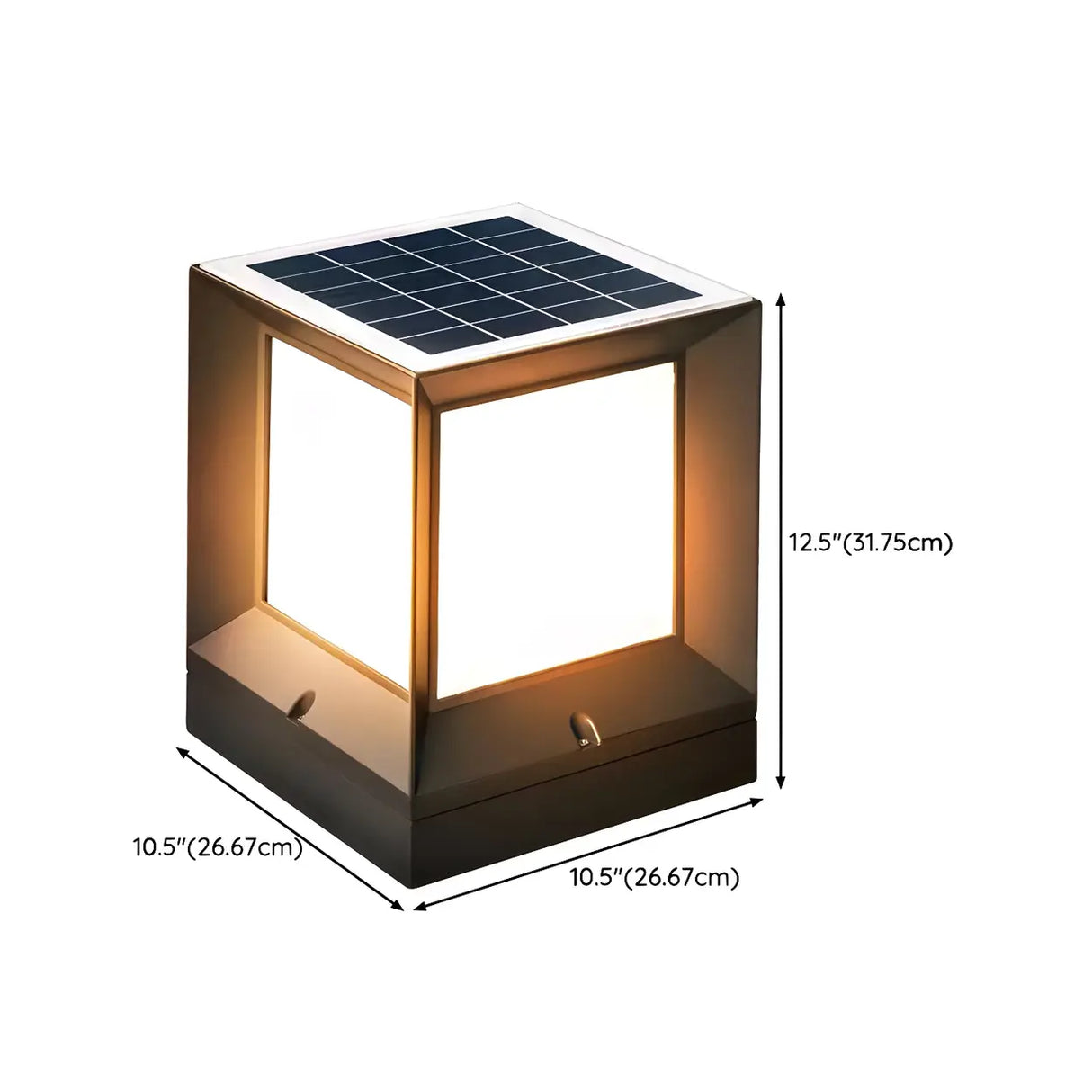 Modern Solar Square Metal Outdoor Pathway Post Light Image - 12