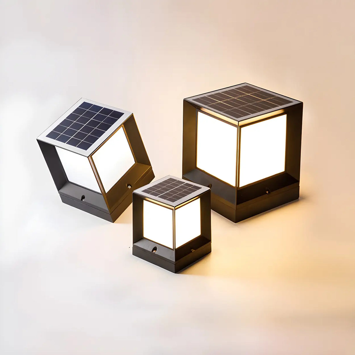 Modern Solar Square Metal Outdoor Pathway Post Light Image - 4