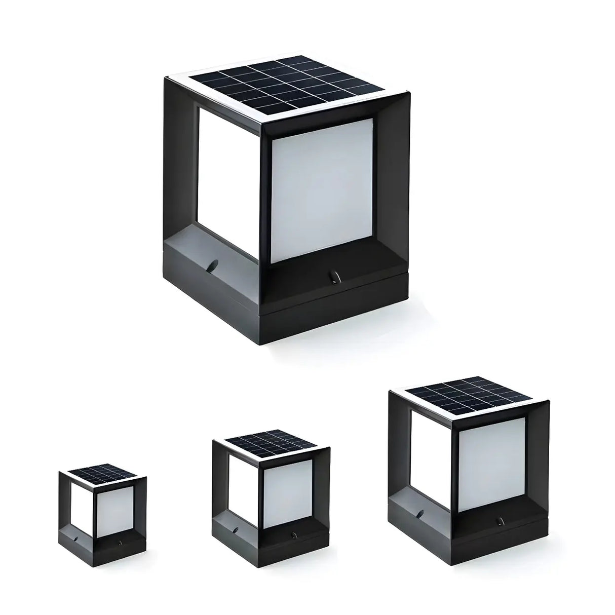 Modern Solar Square Metal Outdoor Pathway Post Light Image - 6