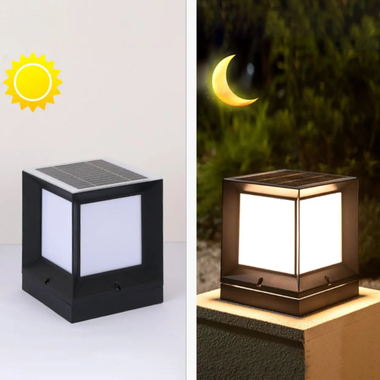 Modern Solar Square Metal Outdoor Pathway Post Light Image - 9