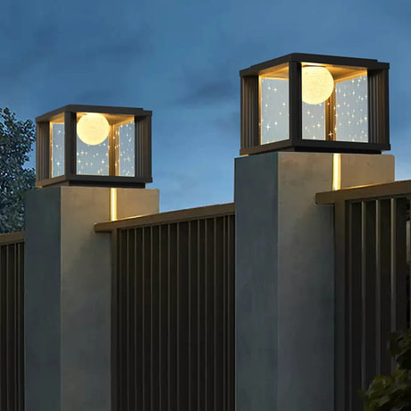 Modern Solar Square Outdoor Pillar Lamp 3-Light Color Image - 1