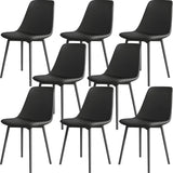 Modern Solid Back PU Leather Upholstered Dining Chairs Image - 10
