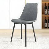 Modern Solid Back PU Leather Upholstered Dining Chairs Image - 11