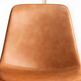 Modern Solid Back PU Leather Upholstered Dining Chairs Image - 13