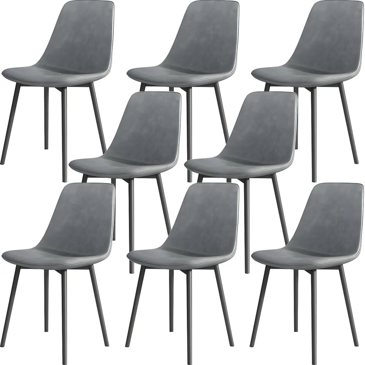 Modern Solid Back PU Leather Upholstered Dining Chairs Image - 19
