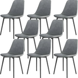 Modern Solid Back PU Leather Upholstered Dining Chairs Image - 19