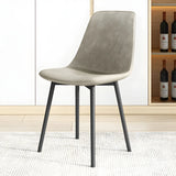 Modern Solid Back PU Leather Upholstered Dining Chairs Image - 22