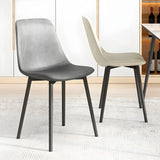 Modern Solid Back PU Leather Upholstered Dining Chairs Image - 24