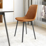 Modern Solid Back PU Leather Upholstered Dining Chairs Image - 3