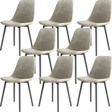Modern Solid Back PU Leather Upholstered Dining Chairs Image - 30