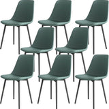 Modern Solid Back PU Leather Upholstered Dining Chairs Image - 35