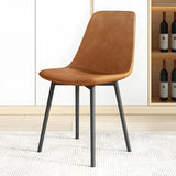 Modern Solid Back PU Leather Upholstered Dining Chairs Image - 36