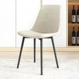 Modern Solid Back PU Leather Upholstered Dining Chairs Image - 46