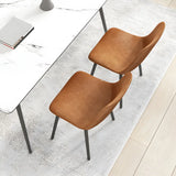 Modern Solid Back PU Leather Upholstered Dining Chairs Image - 5