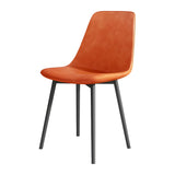 Modern Solid Back PU Leather Upholstered Dining Chairs Image - 9