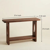Modern Solid Pine Wood Console Table with Lower Shelf and Oval Cutout Legs Image - 7
