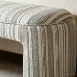 Modern Solid Wood Striped Upholstered Bedroom Accent Bench Image - 10