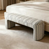 Modern Solid Wood Striped Upholstered Bedroom Accent Bench Image - 11