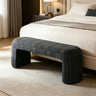 Modern Solid Wood Striped Upholstered Bedroom Accent Bench Image - 13