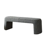 Modern Solid Wood Striped Upholstered Bedroom Accent Bench Image - 18