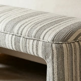 Modern Solid Wood Striped Upholstered Bedroom Accent Bench Image - 9