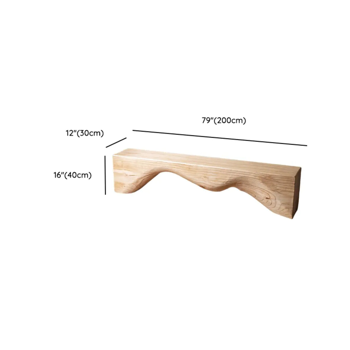 Modern Solid Wood Wave Bench for Home & Office Decor Image - 32
