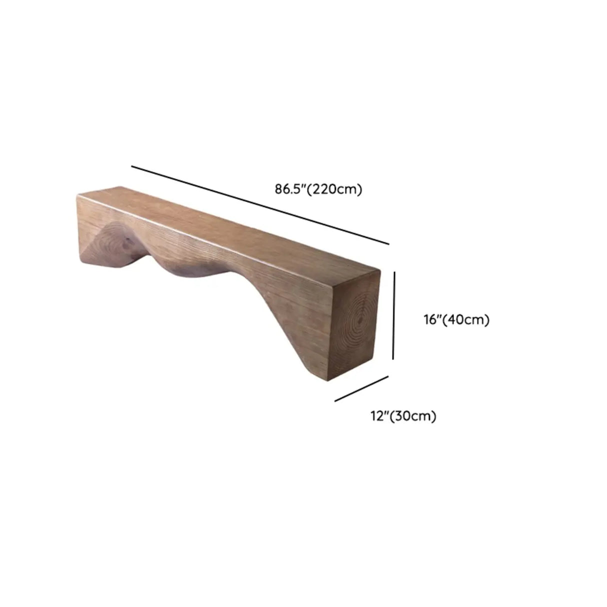 Modern Solid Wood Wave Bench for Home & Office Decor Image - 38