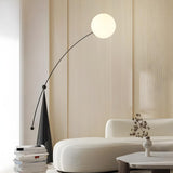 Modern Spherical Globe Black Arched Floor Lamp Image - 4