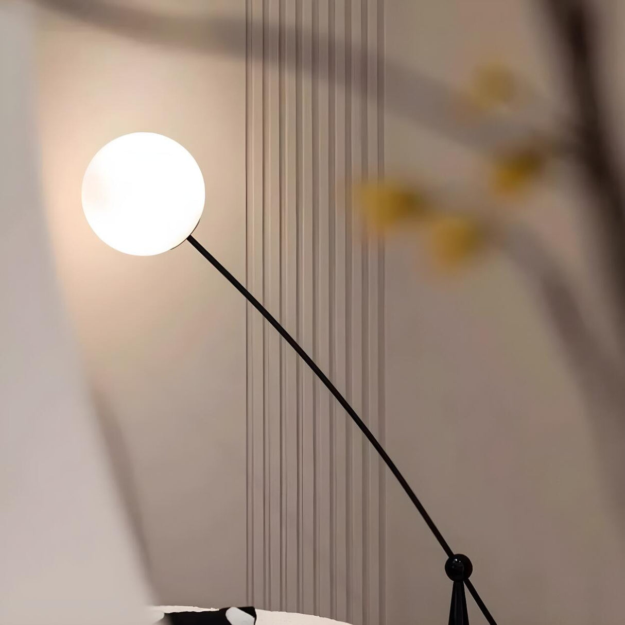 Modern Spherical Globe Black Arched Floor Lamp Image - 9