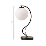Modern Spherical Shade Black Curved LED Desk Lamp #size