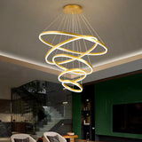 Modern Spiral Gold Ring Acrylic LED Pendant Chandelier Image - 6