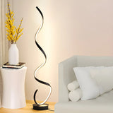 Contemporary Black Curved LED Metal Floor Lamp Image - 16