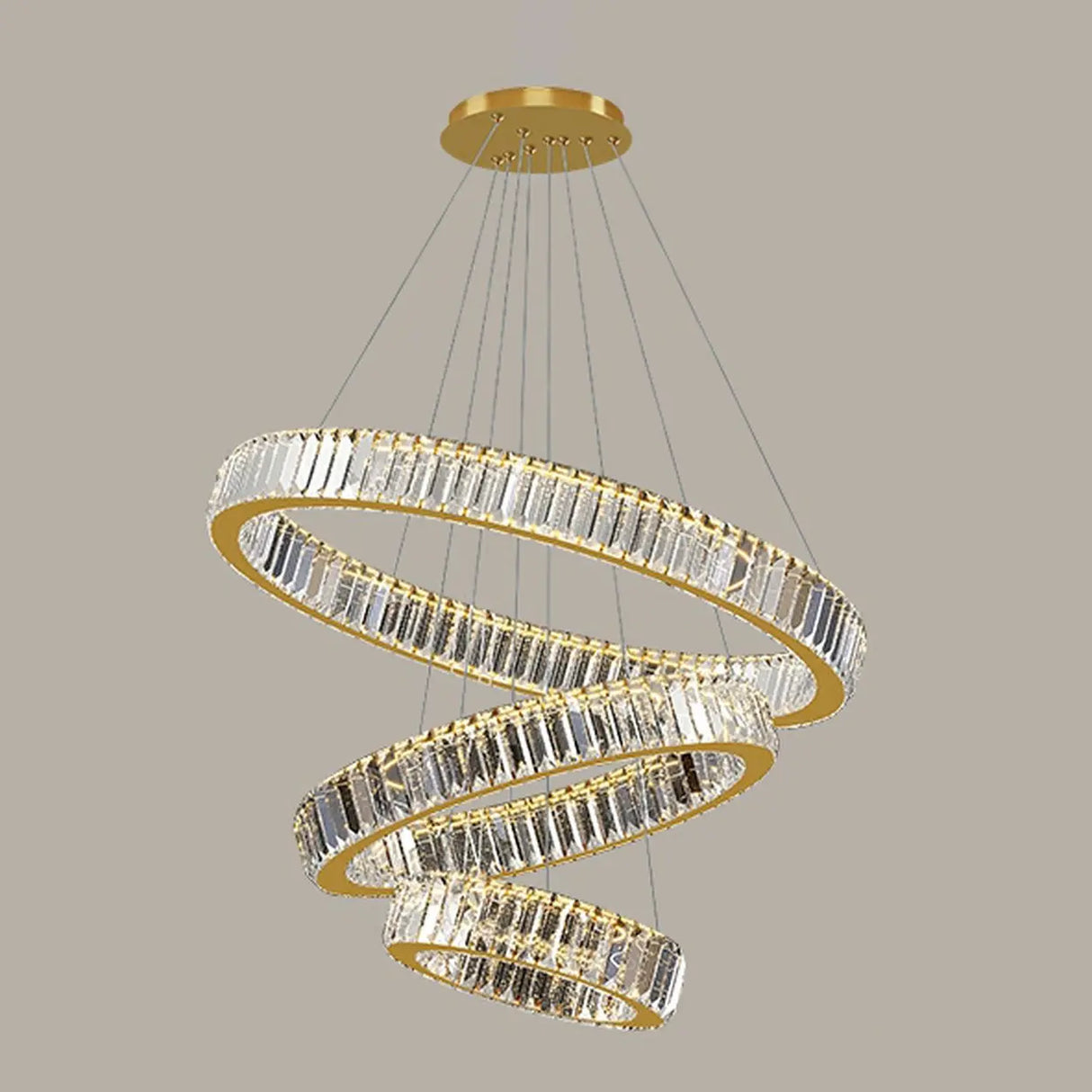 Modern Spiral Ring Crystal Chandelier for Living Room Image - 3