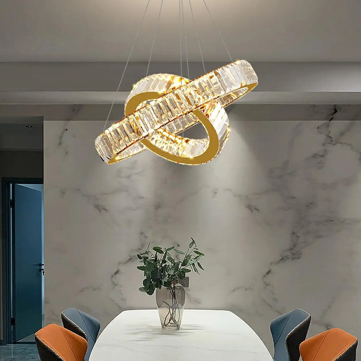 Modern Spiral Ring Crystal Chandelier for Living Room Image - 6