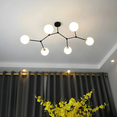 Modern Sputnik Dining Room Glass Globes Chandelier Image - 1