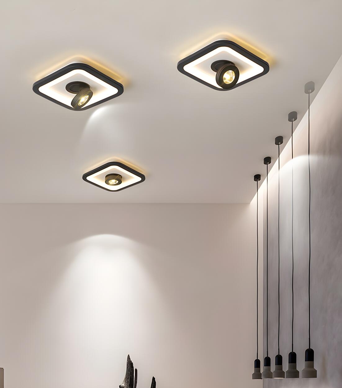 Modern Square Adjustable LED Flush Mount Ceiling Light Image - 16