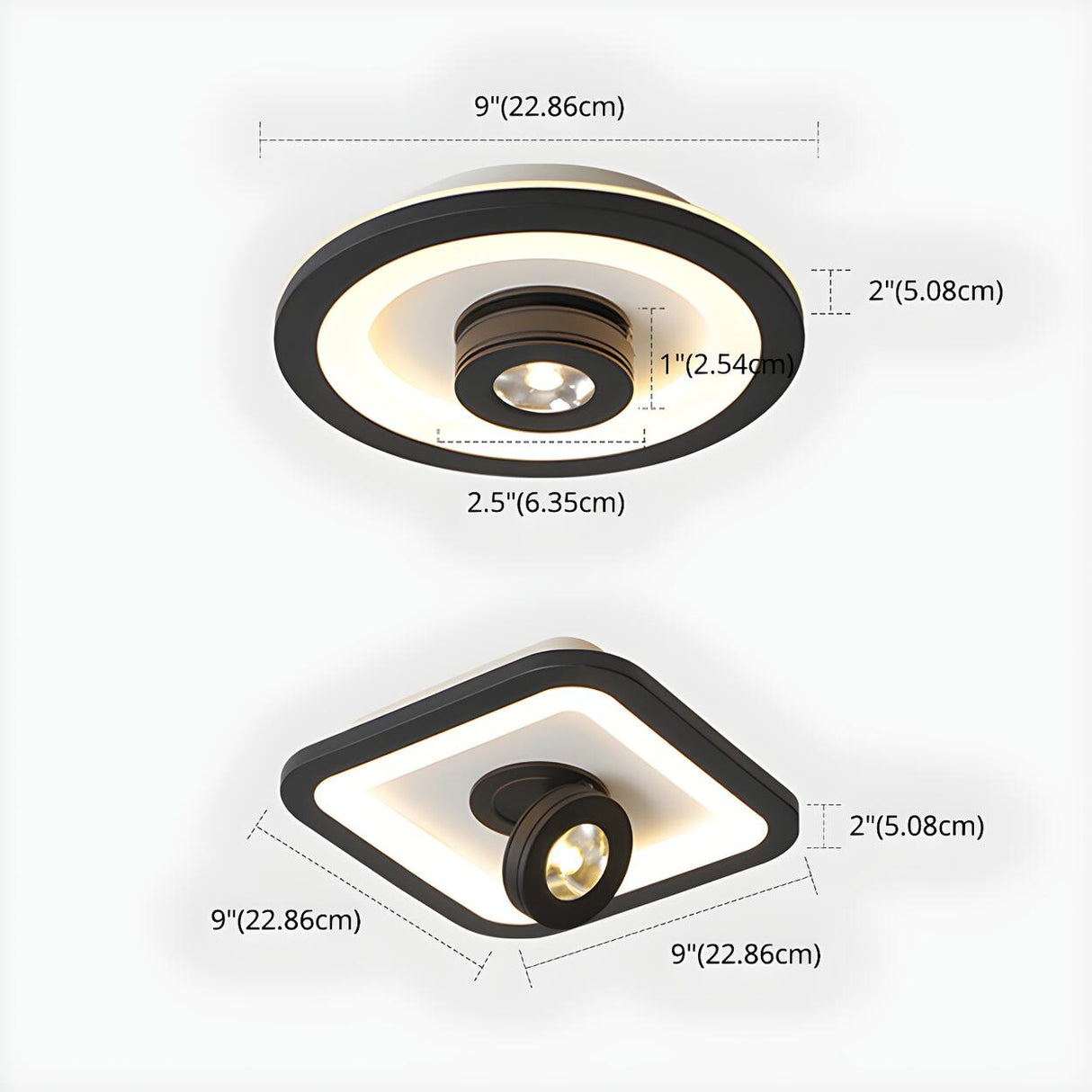Modern Square Adjustable LED Flush Mount Ceiling Light 