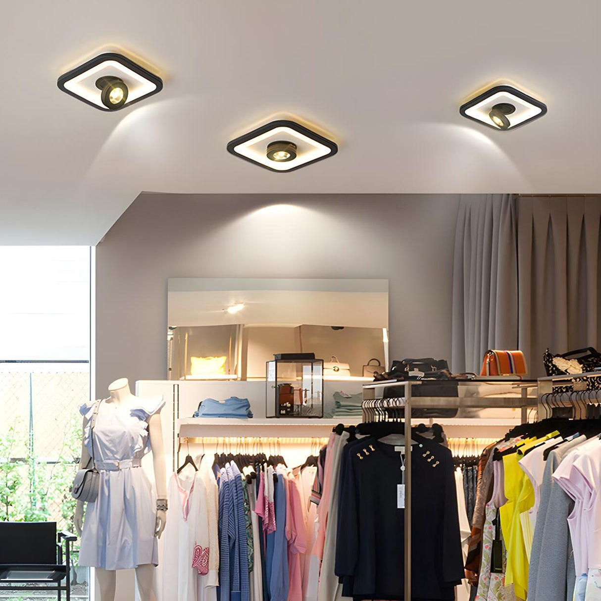 Modern Square Adjustable LED Flush Mount Ceiling Light Image - 6